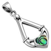 Abalone Shell Irish Claddagh Silver Pendant, p598